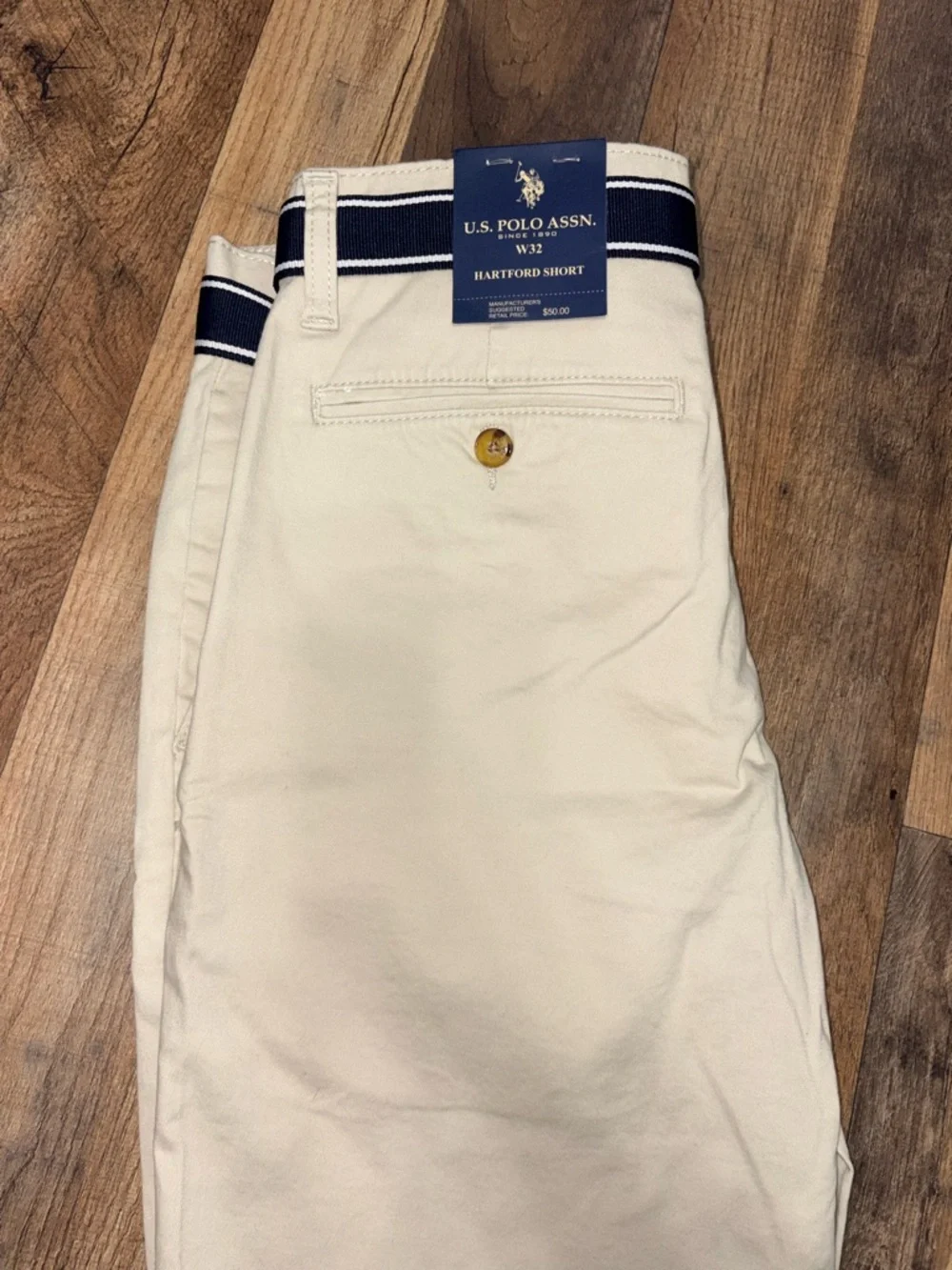 U.S. Polo Assn. Hartford Shorts Men’s Size 32 Khaki Classic Belted NWT